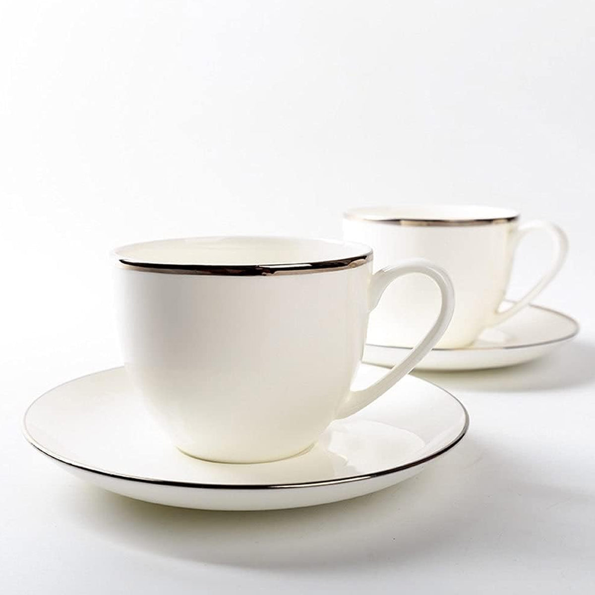 6 Piece Ceramic Coffee Cup and Saucer Set Apricot Tea