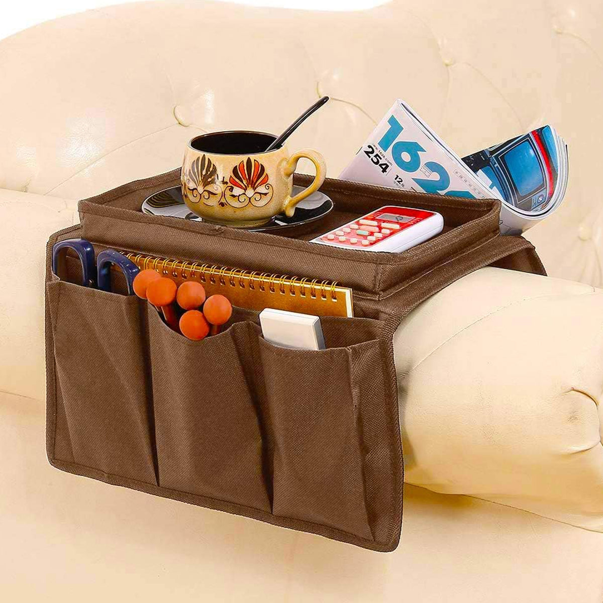 Sofa Hanging Storage Bag with Multi Pocket Remote Organizer