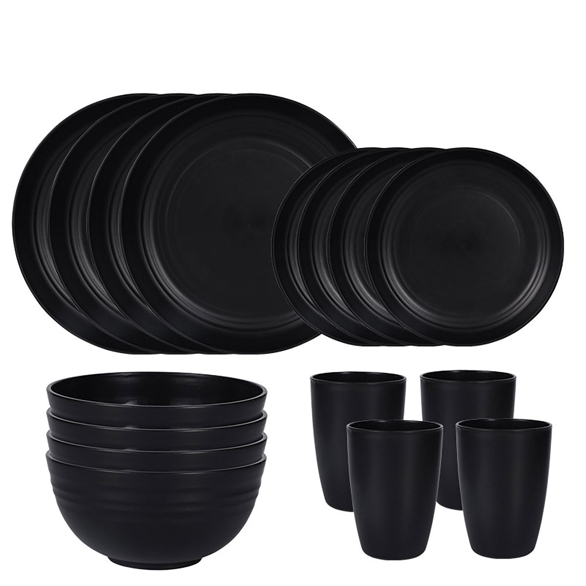 Eco-Friendly Wheat Straw Portable Tableware Set, 16 Pcs