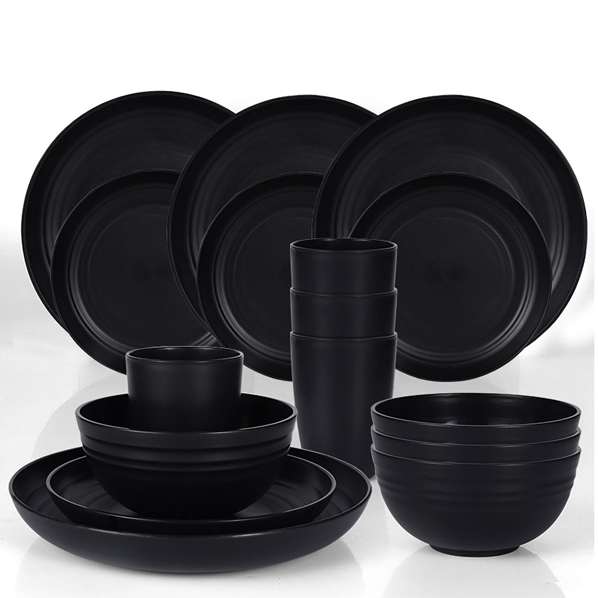 Eco-Friendly Wheat Straw Portable Tableware Set, 16 Pcs