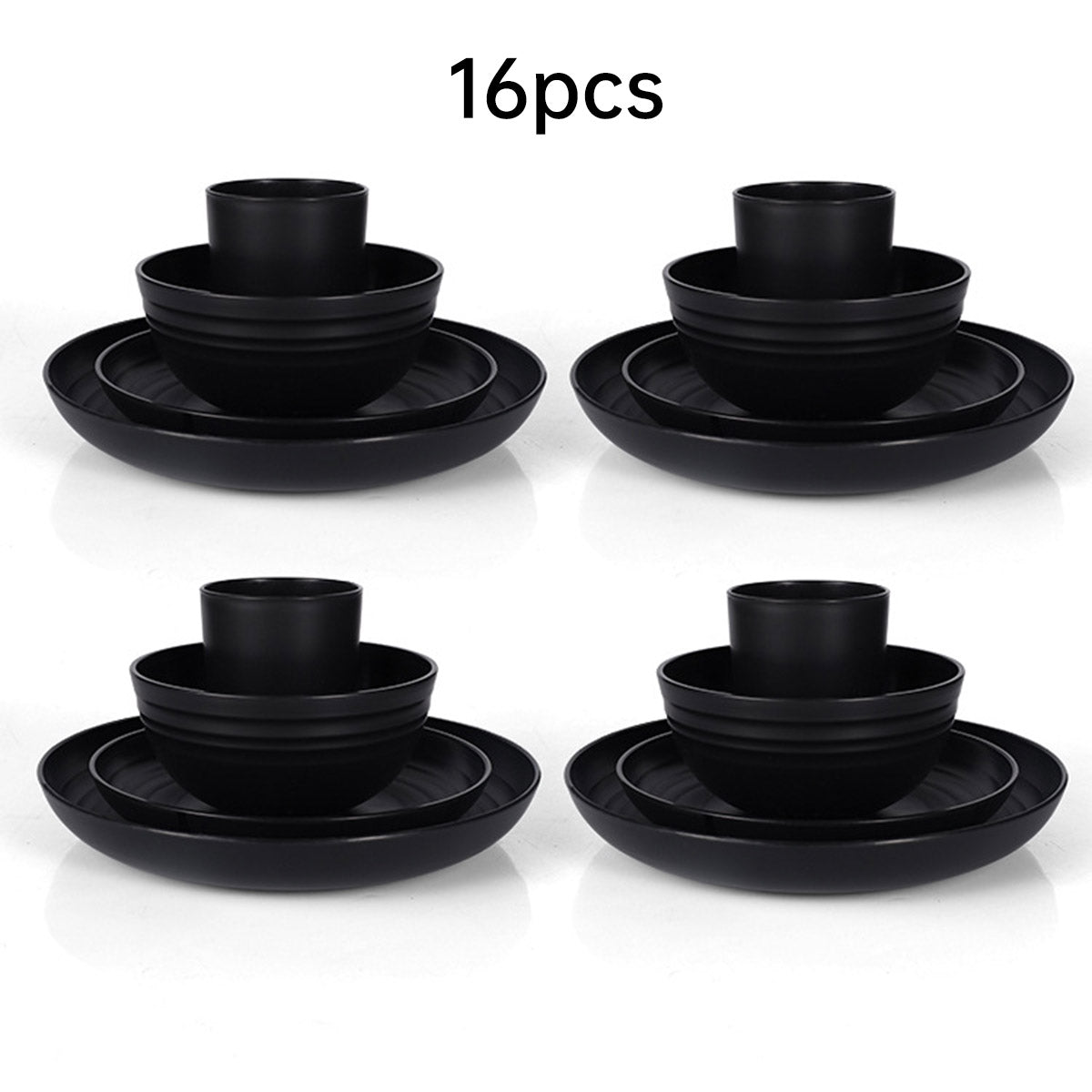 Eco-Friendly Wheat Straw Portable Tableware Set, 16 Pcs