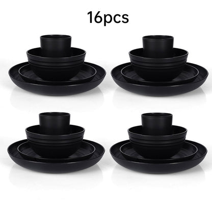 Eco-Friendly Wheat Straw Portable Tableware Set, 16 Pcs