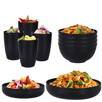 Eco-Friendly Wheat Straw Portable Tableware Set, 16 Pcs