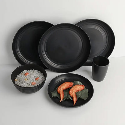 Eco-Friendly Wheat Straw Portable Tableware Set, 16 Pcs
