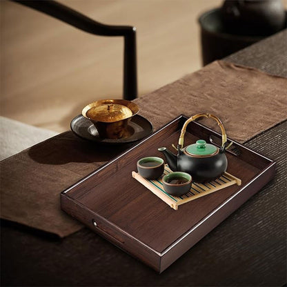 Bamboo Tea Tray Rectangular Walnut Colour Fruit Bread Serving Plate