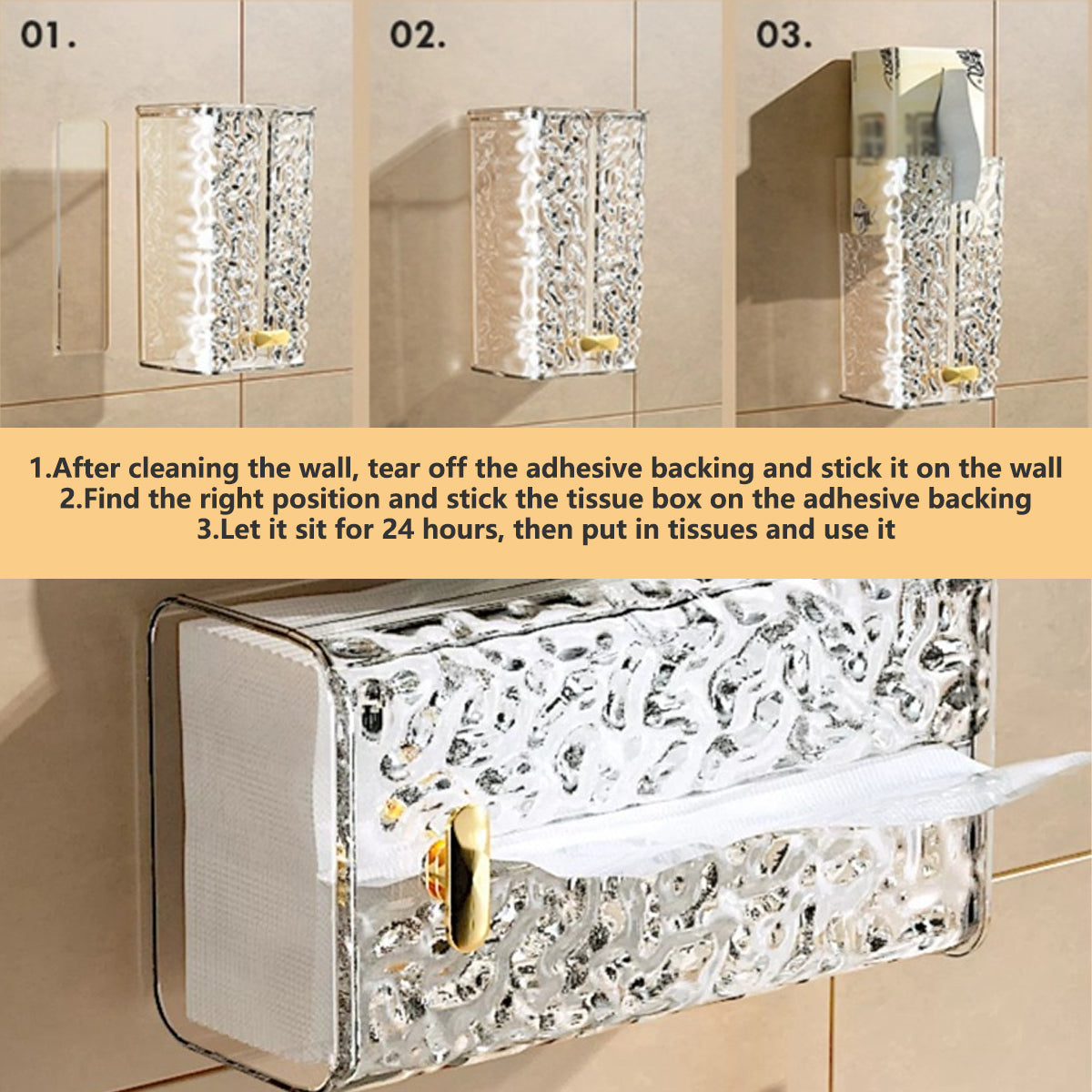 2pcs Wall Mounted Tissue Box Holder Suction Napkin Rack Paper Storage Organizer