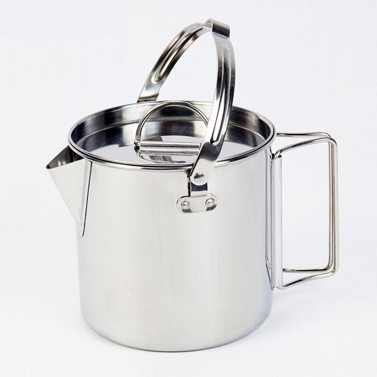 1.2L Stainless Steel Camping Kettle With Riveted Handle for Outdoor Picnic