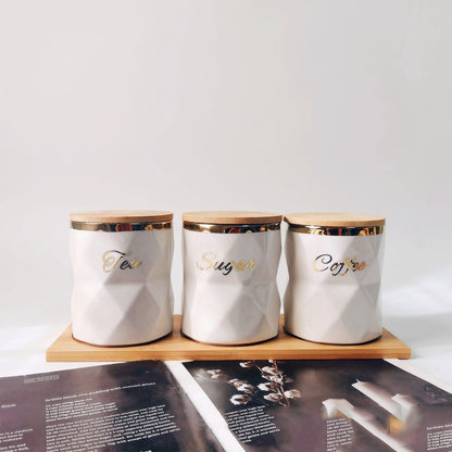 Ceramic Sealed Storage Jar Kitchen Spice Coffee Tea Container Airtight Canister