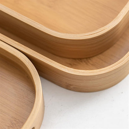 Bamboo Serving Tray with Handles Japanese Minimalist Style