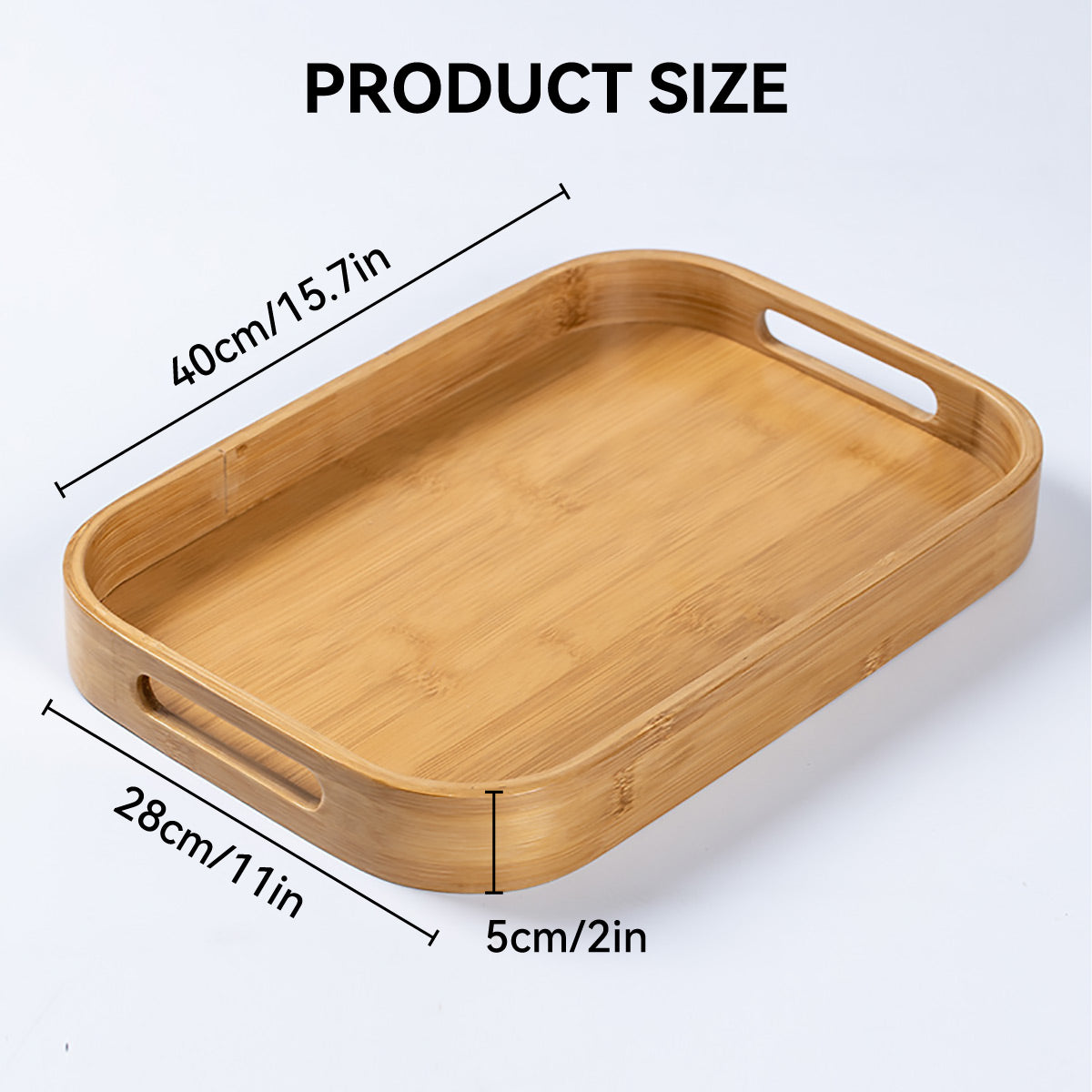 Bamboo Serving Tray with Handles Japanese Minimalist Style