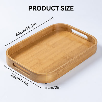 Bamboo Serving Tray with Handles Japanese Minimalist Style