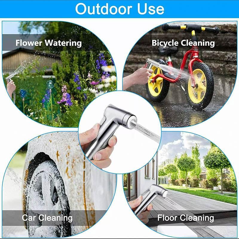 Handheld Shower Head Set with Hose and Bracket – Product View 11