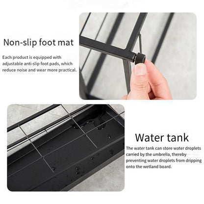 Wrought Iron Umbrella Storage Rack with Water Tray 50x24x70cm
