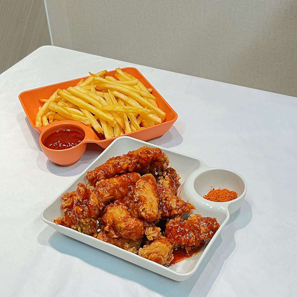 8X Large Square Dumpling Plate with Vinegar Dish PP Tray Dinner