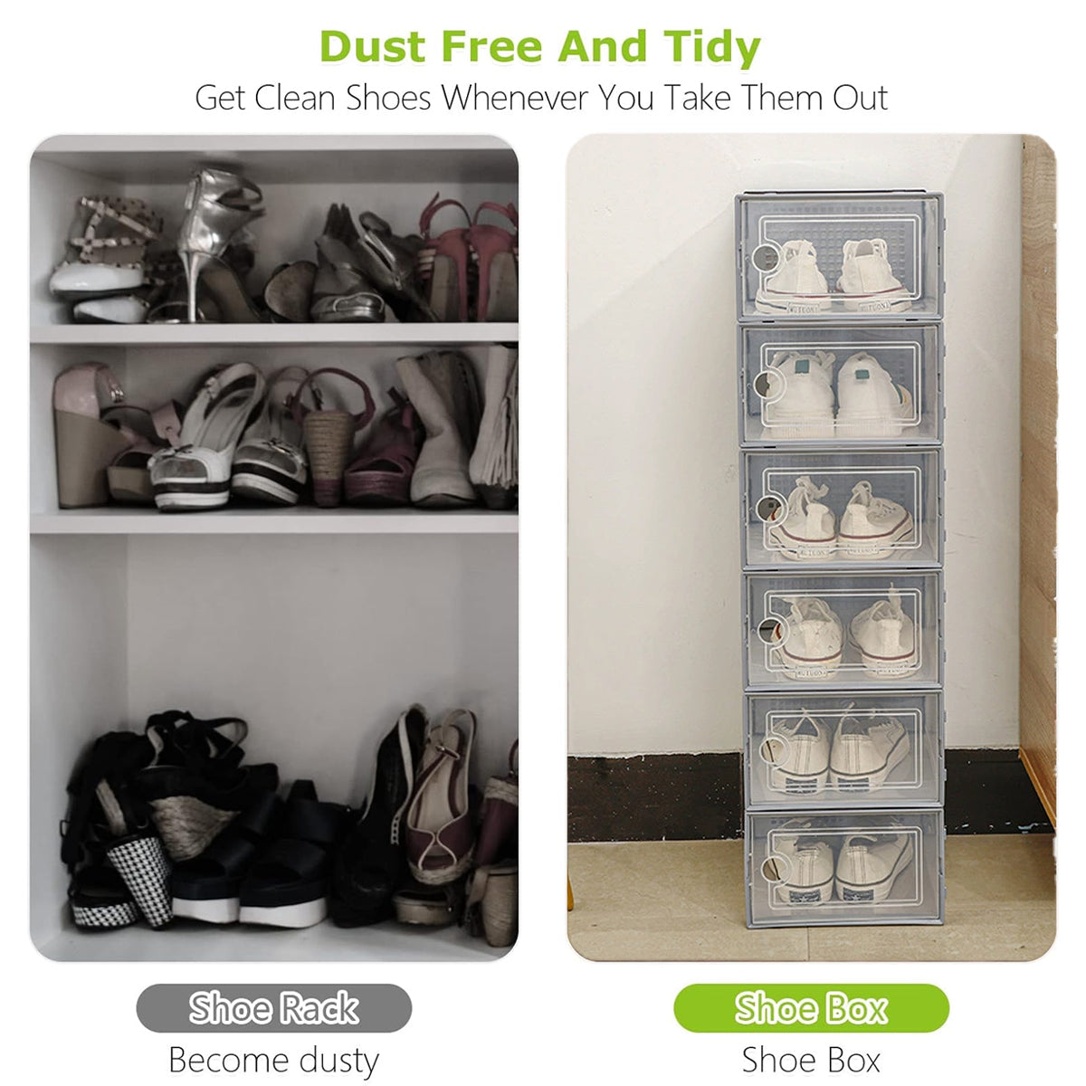12pcs Transparent Plastic Shoe Box Storage Organizer Stackable Clear Shoe Box