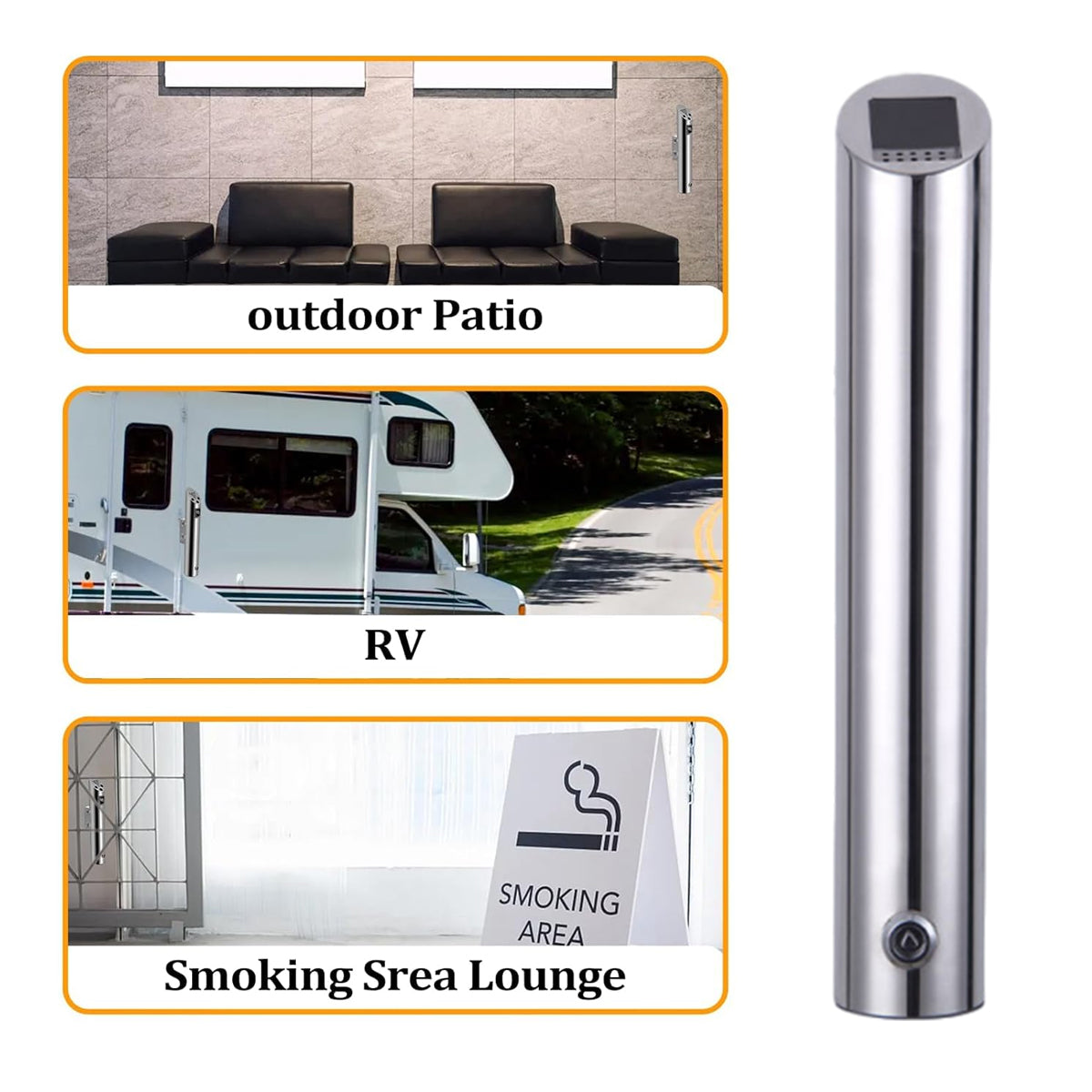 Wall Mounted Ashtray Stainless Steel 1.8L Floor Standing Vertical Trash Bin AU