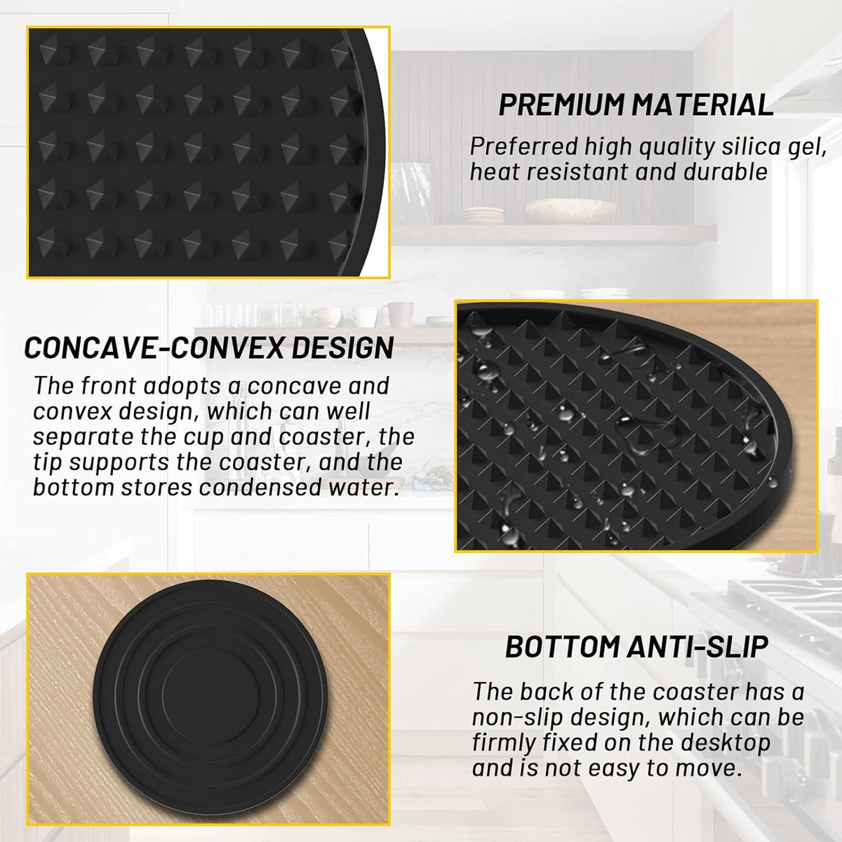 6pcs Silicone Coaster Non-slip Heat Resistant Table Mats Tea Cup Drink Holder