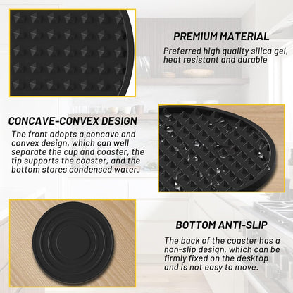 6pcs Silicone Coaster Non-slip Heat Resistant Table Mats Tea Cup Drink Holder