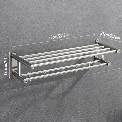 No Drill Stainless Steel Towel Rack Bathroom Storage Shelf Waterproof Rustproof