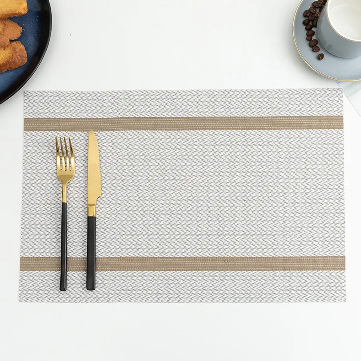 4X Anti-Skid Woven Placemat Waterproof Oil-proof Placemat Heat Resistant PVC Mat