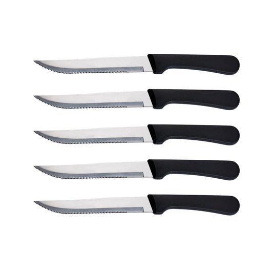 6pcs Stainless Steel Steak Knife Set With Black Handle for Kitchen Dining