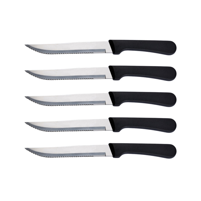 6 Pcs Steel Steak Knives with Black Handles