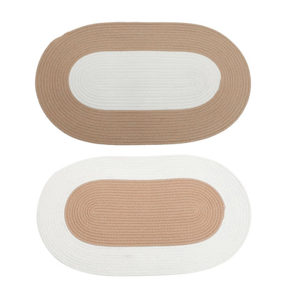 Oval Cotton Floor Mat Non-Slip Washable Bedroom Rug