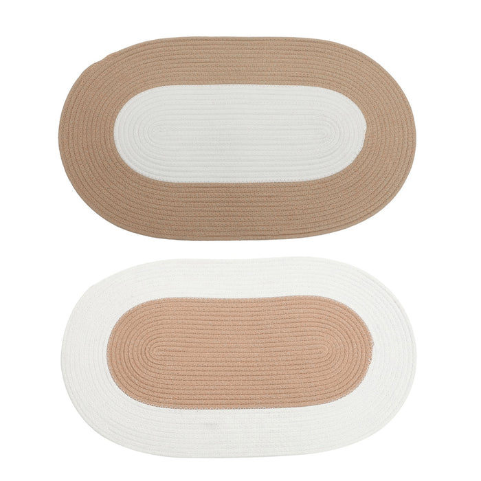Washable Oval Cotton Mat with Non Slip Base