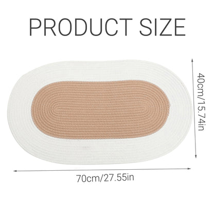 Oval Cotton Floor Mat Non-Slip Washable Bedroom Rug