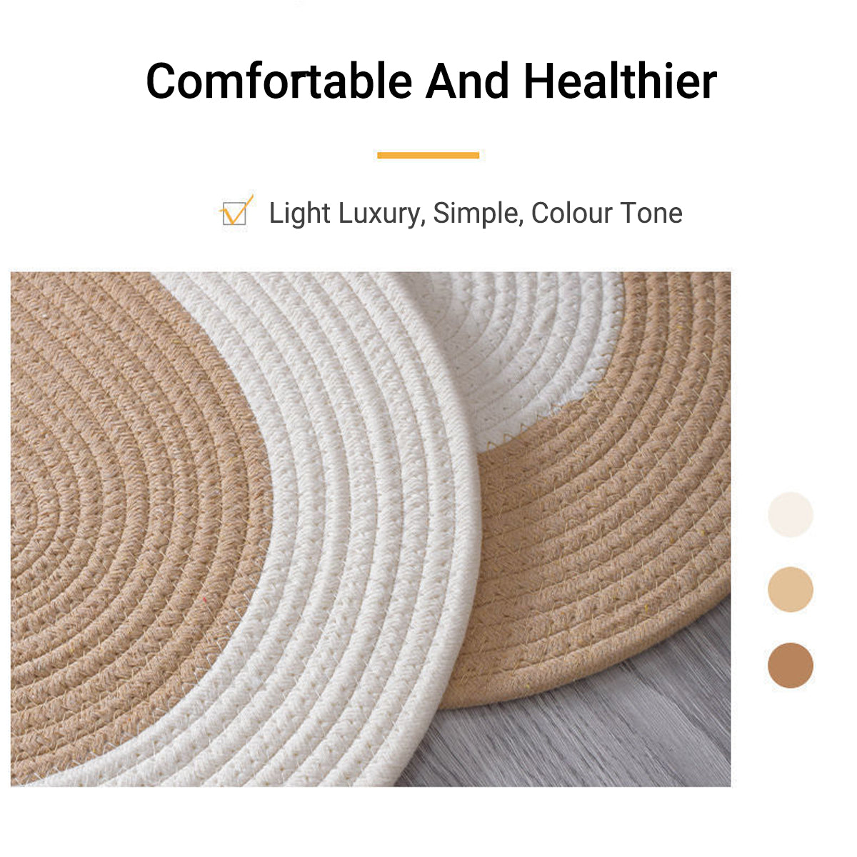 Oval Cotton Floor Mat Non-Slip Washable Bedroom Rug