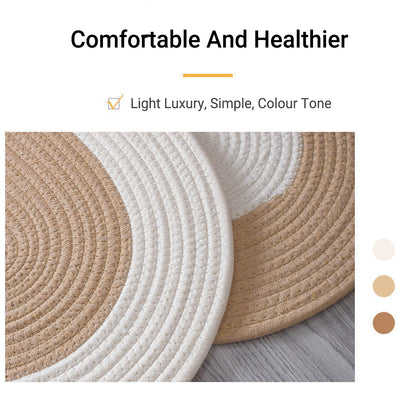 Oval Cotton Floor Mat Non-Slip Washable Bedroom Rug