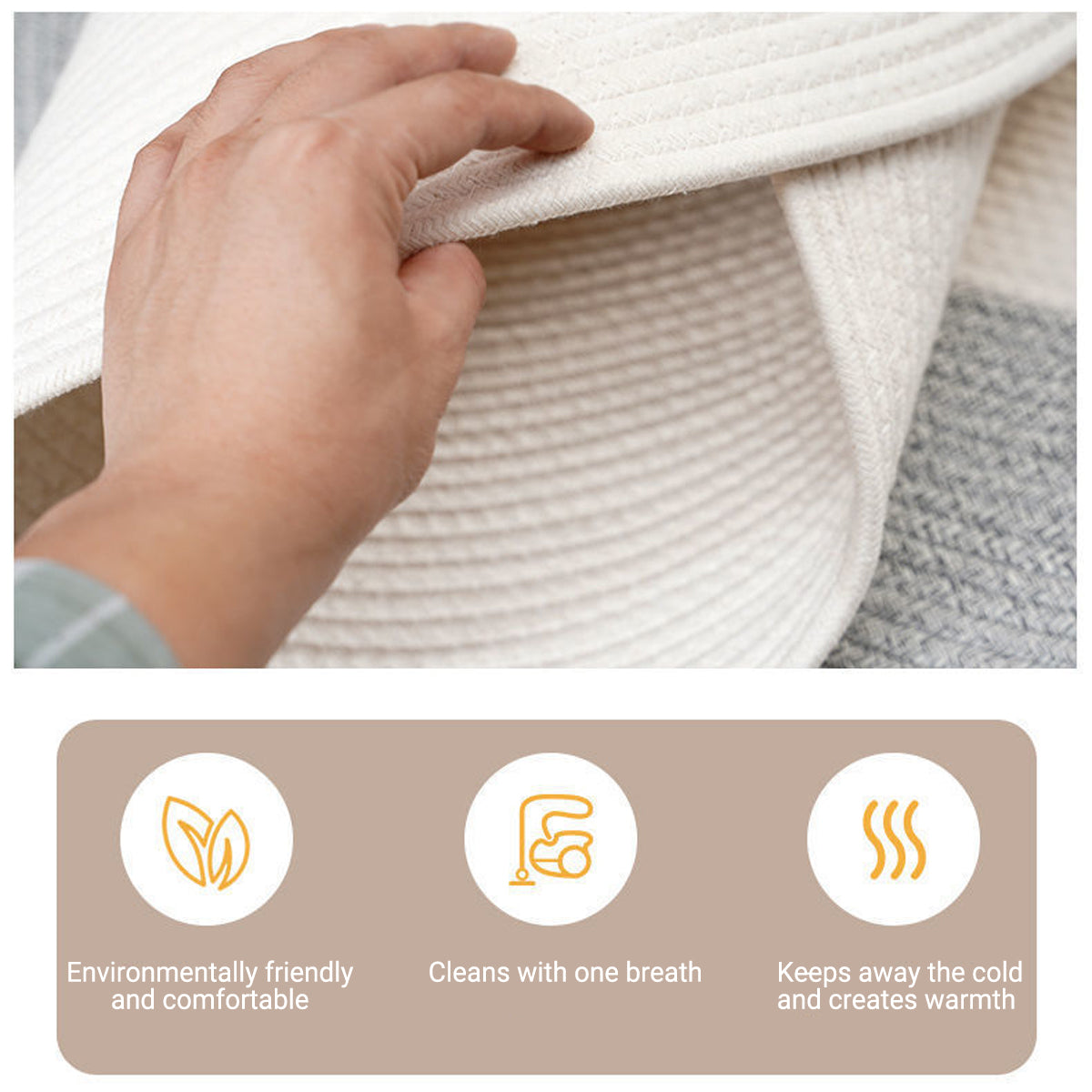 Oval Cotton Floor Mat Non-Slip Washable Bedroom Rug