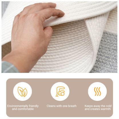 Oval Cotton Floor Mat Non-Slip Washable Bedroom Rug