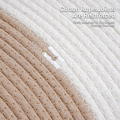 Oval Cotton Floor Mat Non-Slip Washable Bedroom Rug
