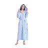 Cotton Waffle Bathrobe with Attached Hood — Blue / M