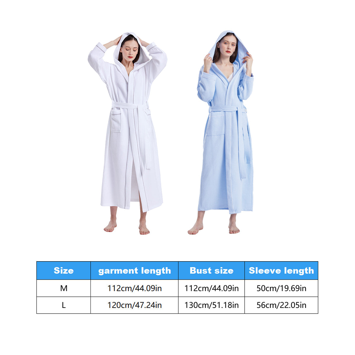Hooded Cotton Waffle Bathrobe Hotel Long Quick Dry Unisex