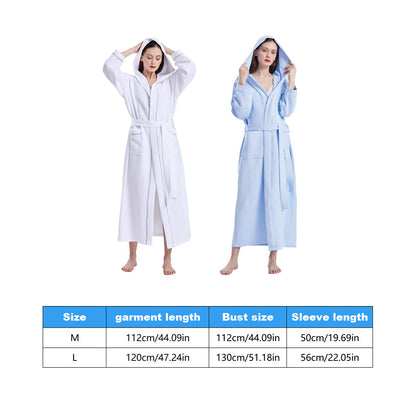 Hooded Cotton Waffle Bathrobe Hotel Long Quick Dry Unisex