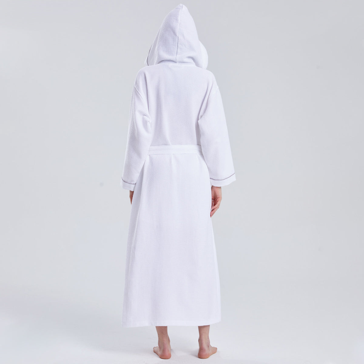 Hooded Cotton Waffle Bathrobe Hotel Long Quick Dry Unisex