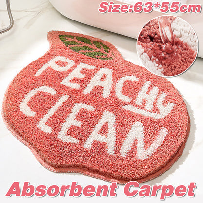 Peach Shaped Flocking Bathroom Mat Anti Slip Floor Rug