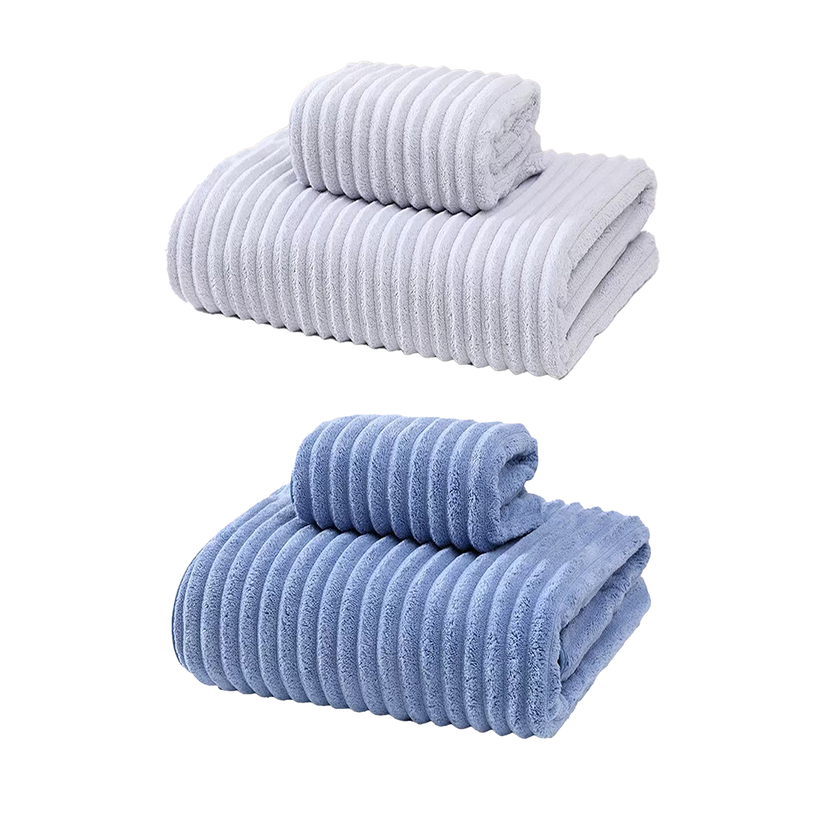 2 Pcs Coral Fleece Bath Towel Set in 2 Colours