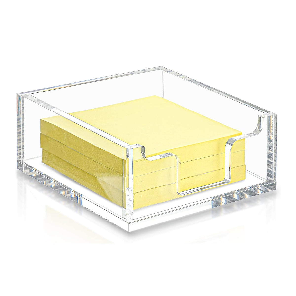 4 Inch Clear Acrylic Sticky Note Holder Box for Desk