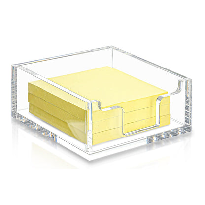 4 Inch Clear Acrylic Sticky Note Holder Box for Desk