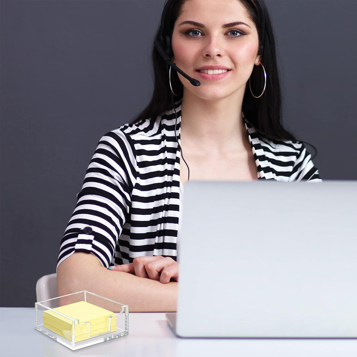4 Inch Clear Acrylic Sticky Note Holder Box for Desk