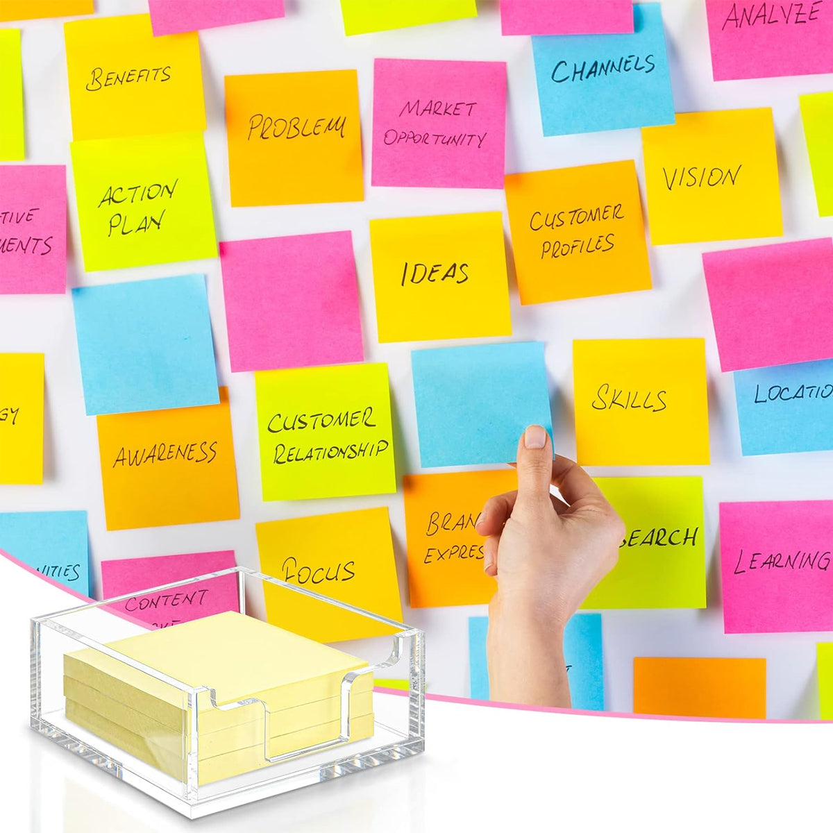 4 Inch Clear Acrylic Sticky Note Holder Box for Desk