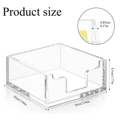 4 Inch Clear Acrylic Sticky Note Holder Box for Desk