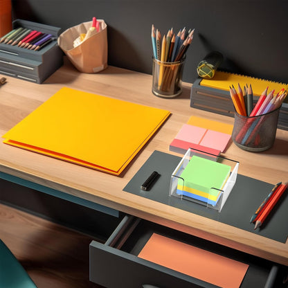 4 Inch Clear Acrylic Sticky Note Holder Box for Desk