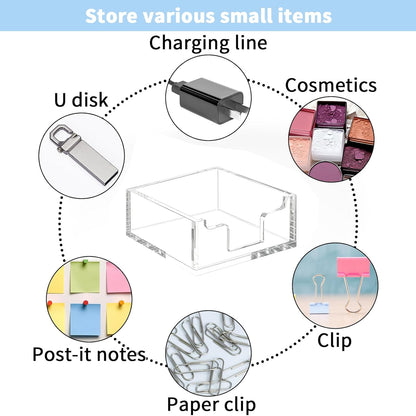 4 Inch Clear Acrylic Sticky Note Holder Box for Desk