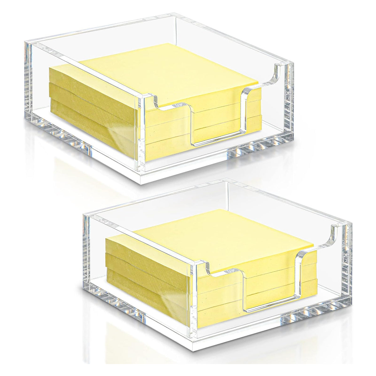 4 Inch Clear Acrylic Sticky Note Holder Box for Desk