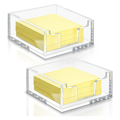 4 Inch Clear Acrylic Sticky Note Holder Box for Desk