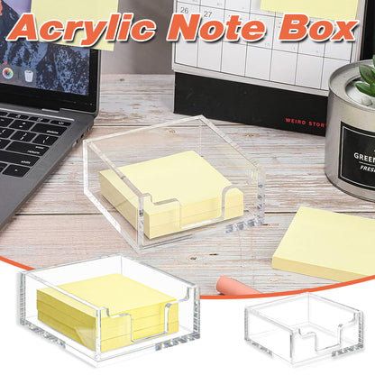 4 Inch Clear Acrylic Sticky Note Holder Box for Desk